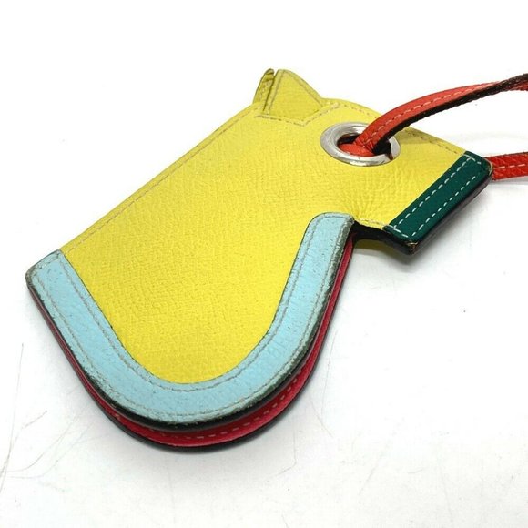 AUTHENTIC HERMES Horse Camaiueu Key ring charm Bag Charm Key Holder Epsom - Picture 2 of 8